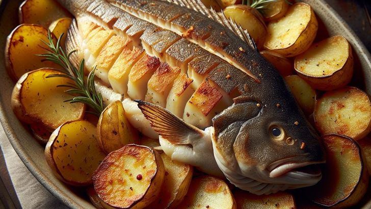 Delicioso rape al horno con patatas panadera, receta de Arguiñano